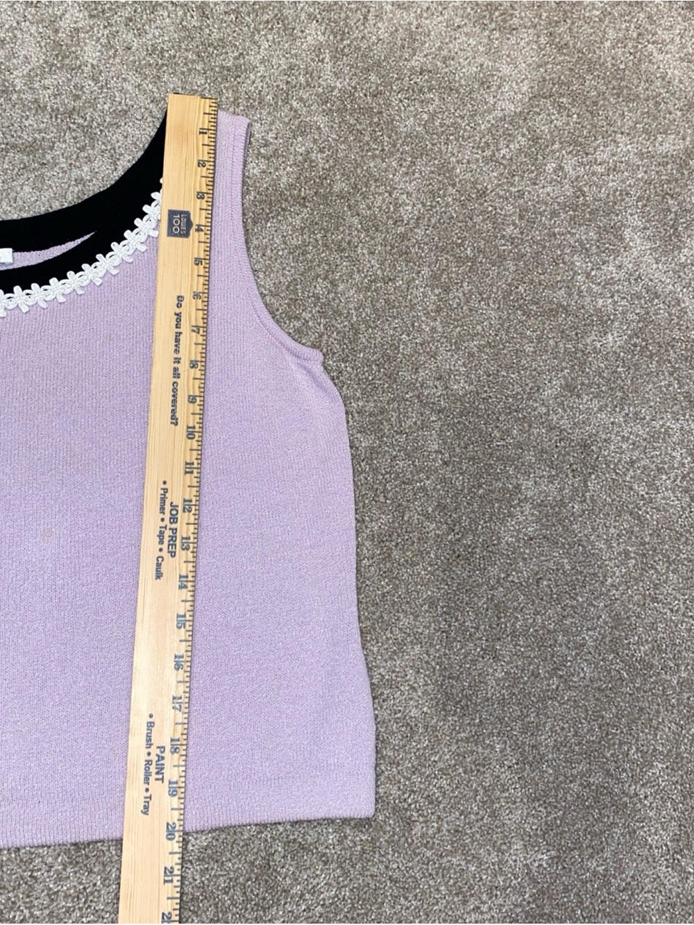 St John Santana Knit Lavender Tank Top Size L Boxy Shell Black & White Trim USA - Picture 6 of 9